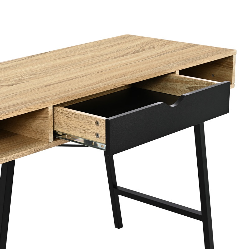 Birou Model Yamin, Stejar/Negru, 120x48x76 cm - 4 | YEO