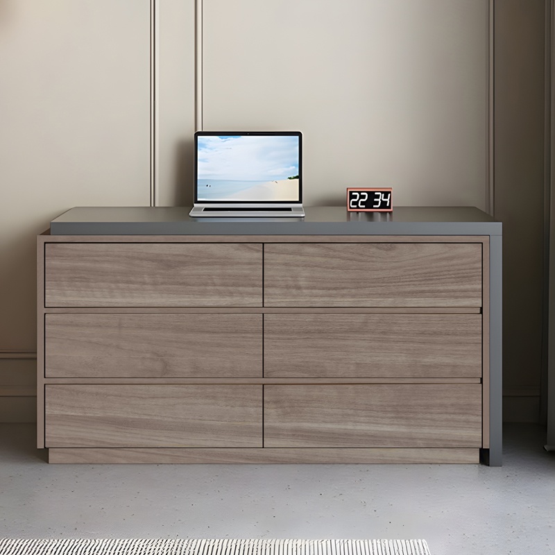 Birou multifunctional cu sertare integrate Model Reaze, Nuc/Antracit, 120x50x73.5 cm - 1 | YEO