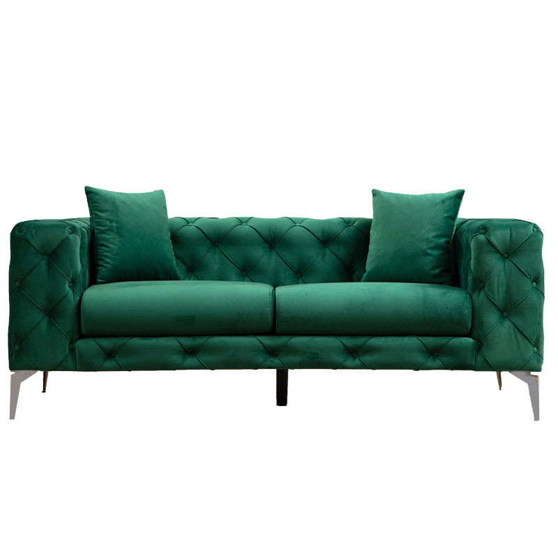 Canapea 2 locuri tip Chesterfield PWF-0579 material textil verde 197x90x73cm - 2 | YEO