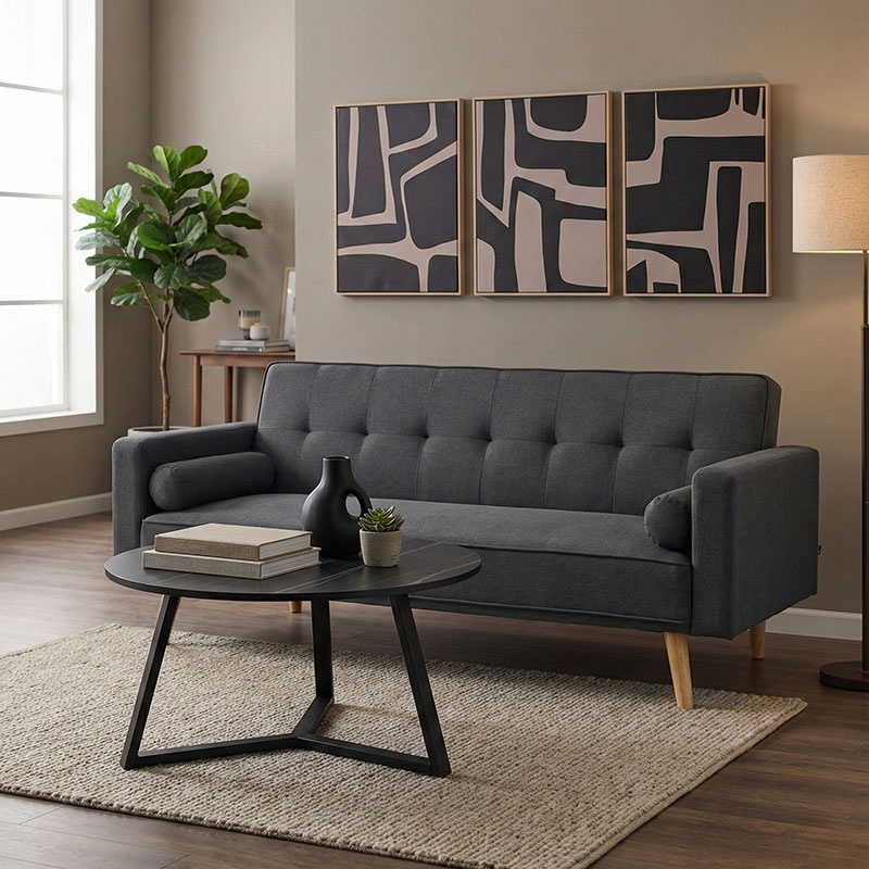 Canapea Extensibila Success, antracit, 3 locuri, 190x80x84 cm