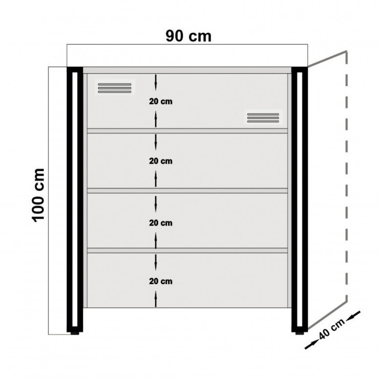 Comoda Model Cosmo Luna, Pin/Negru, 90x40x100 cm - 4 | YEO