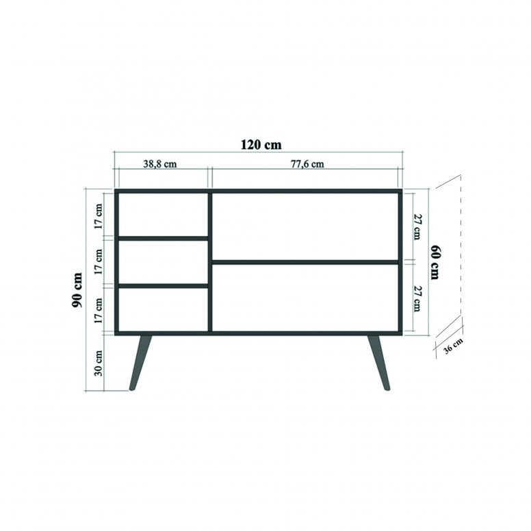 Comoda Model Mega V1, Stejar sonoma, 120x36x90 cm