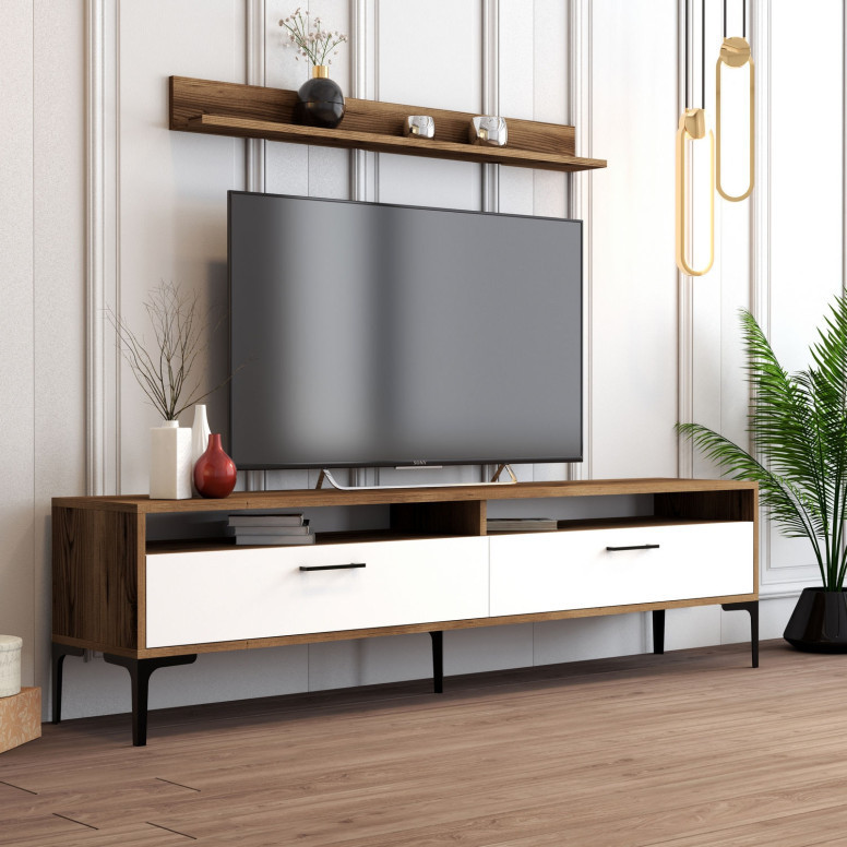 Comoda TV Istanbul - Walnut, Alb - 1 | YEO