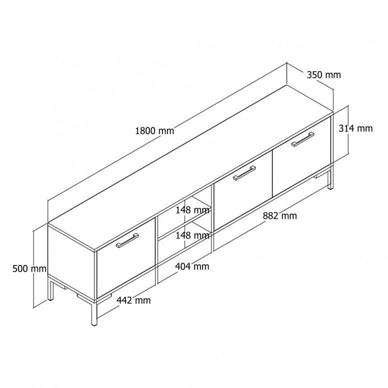 Comoda TV Salvador, Model Aurora1592, 150x52x34 cm, Nuc - 4 | YEO