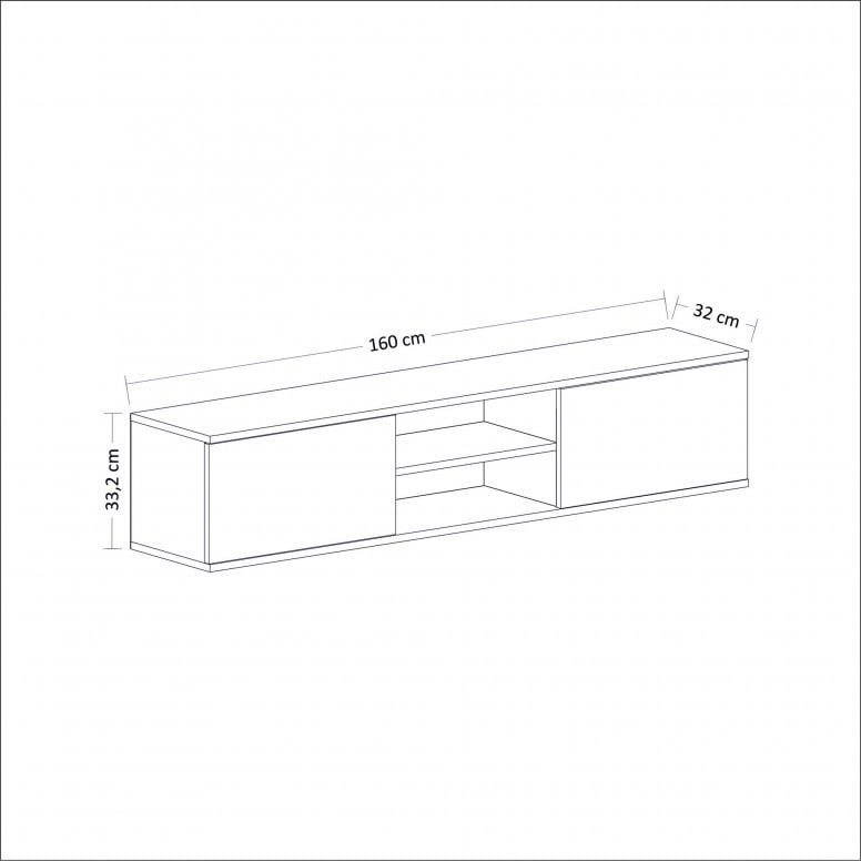 Comoda TV Salvador, Model Ayze, 160x33.2x32 cm, Nuc/Alb/Mov