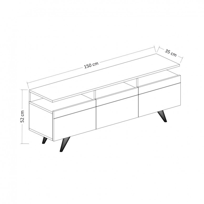 Comoda TV Salvador, Model Berlin, 150x52x35 cm, Alb - 4 | YEO