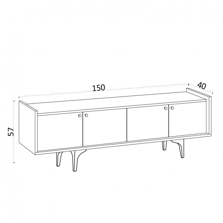 Comoda TV Salvador, Model Chow, 150x57x40 cm, Stejar