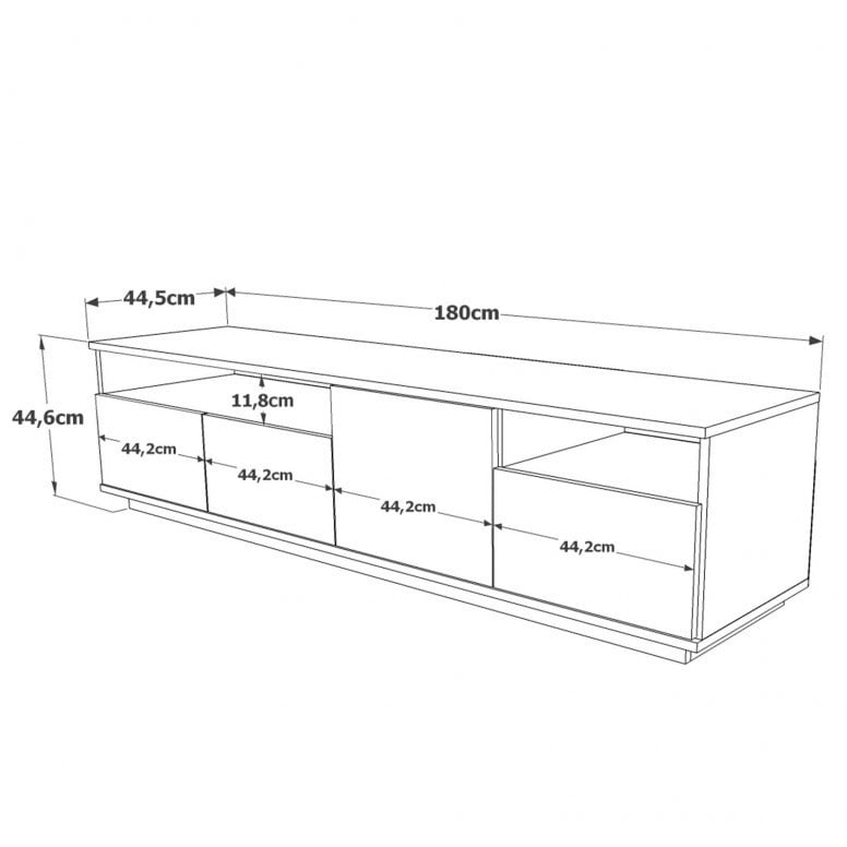 Comoda TV Salvador, Model FR5, 180x44.6x44.5 cm, Pin Atlantic/Alb