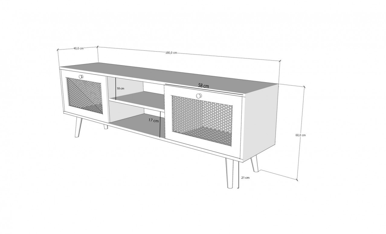 Comoda TV Salvador, Model Letoon, 180x60x40 cm, Nuc - 4 | YEO