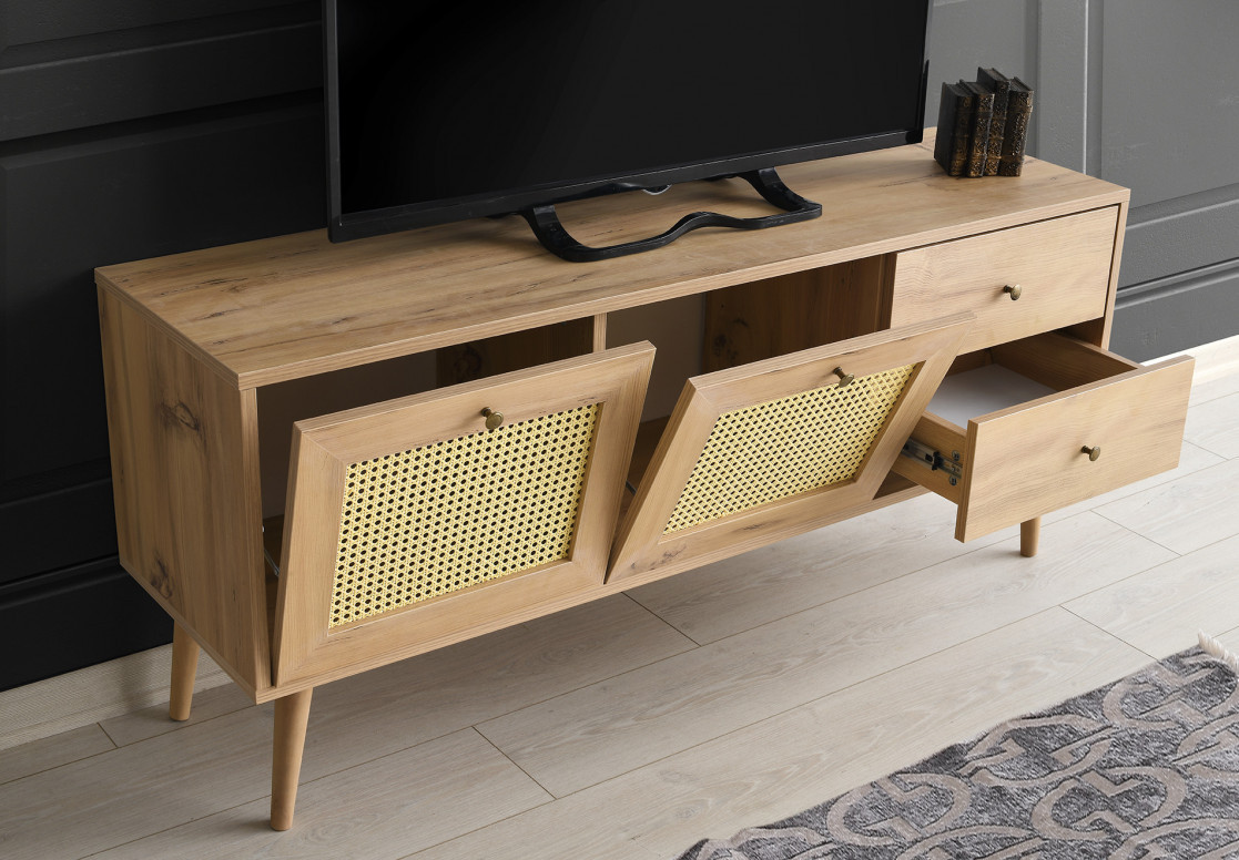 Comoda TV Salvador, Model Patara, 140x60x40 cm, Stejar - 2 | YEO