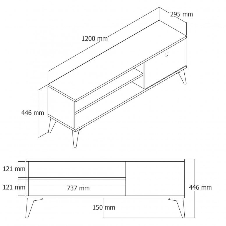 Comoda TV Salvador, Model Retro1560, 120x44.6x29.5 cm, aaaa