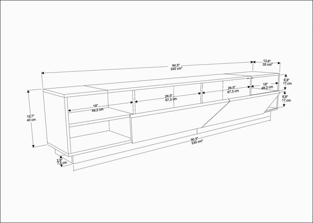 Comoda TV Salvador, Model Rhodes, 240x47.4x37.1 cm, Alb