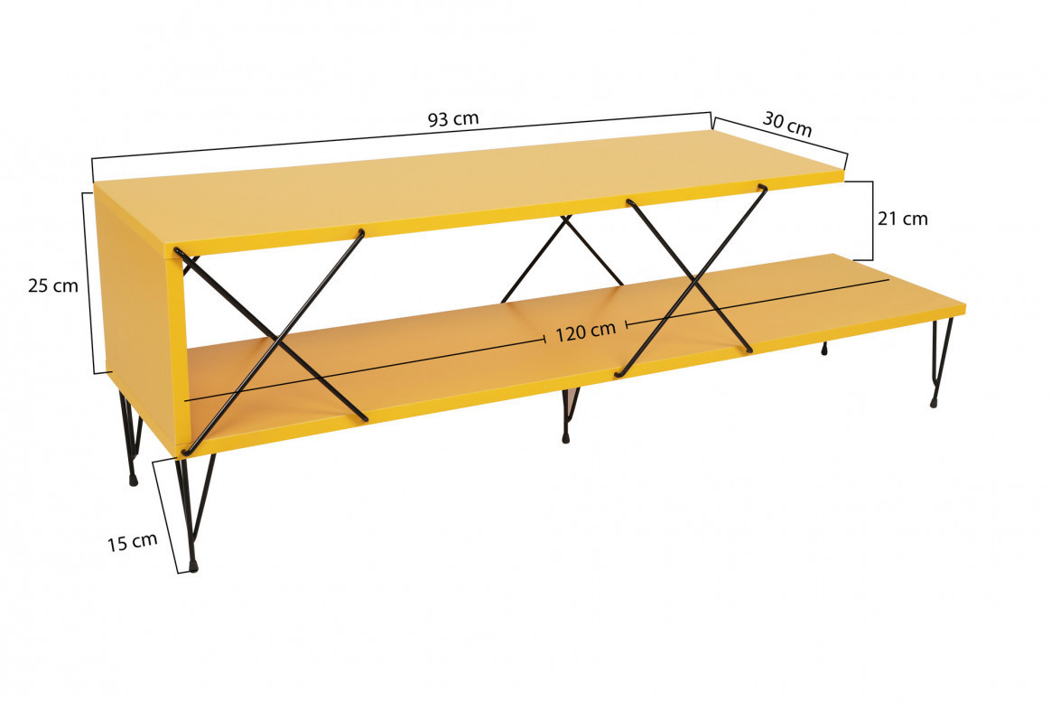 Comoda TV Salvador, Model Street, 120x40x30 cm, Galben - 1 | YEO