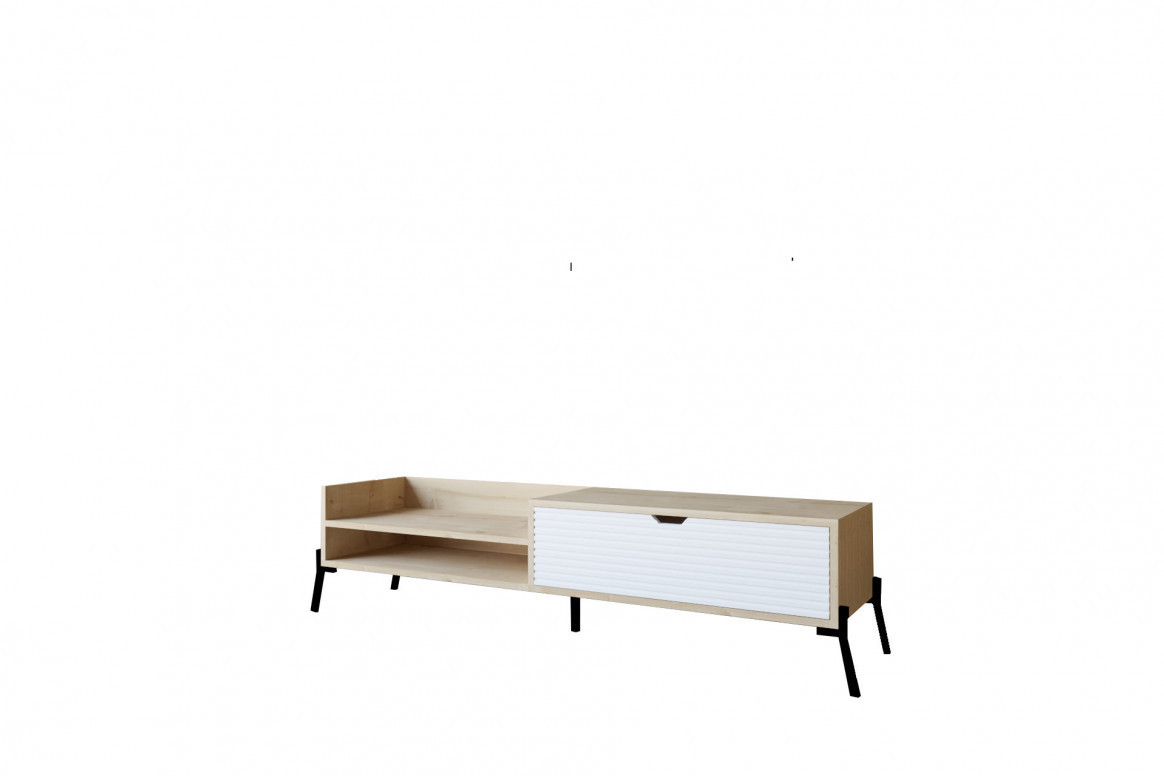 Comoda TV Salvador, Model Trezza, 160x36x40 cm, Stejar safir/Alb - 3 | YEO