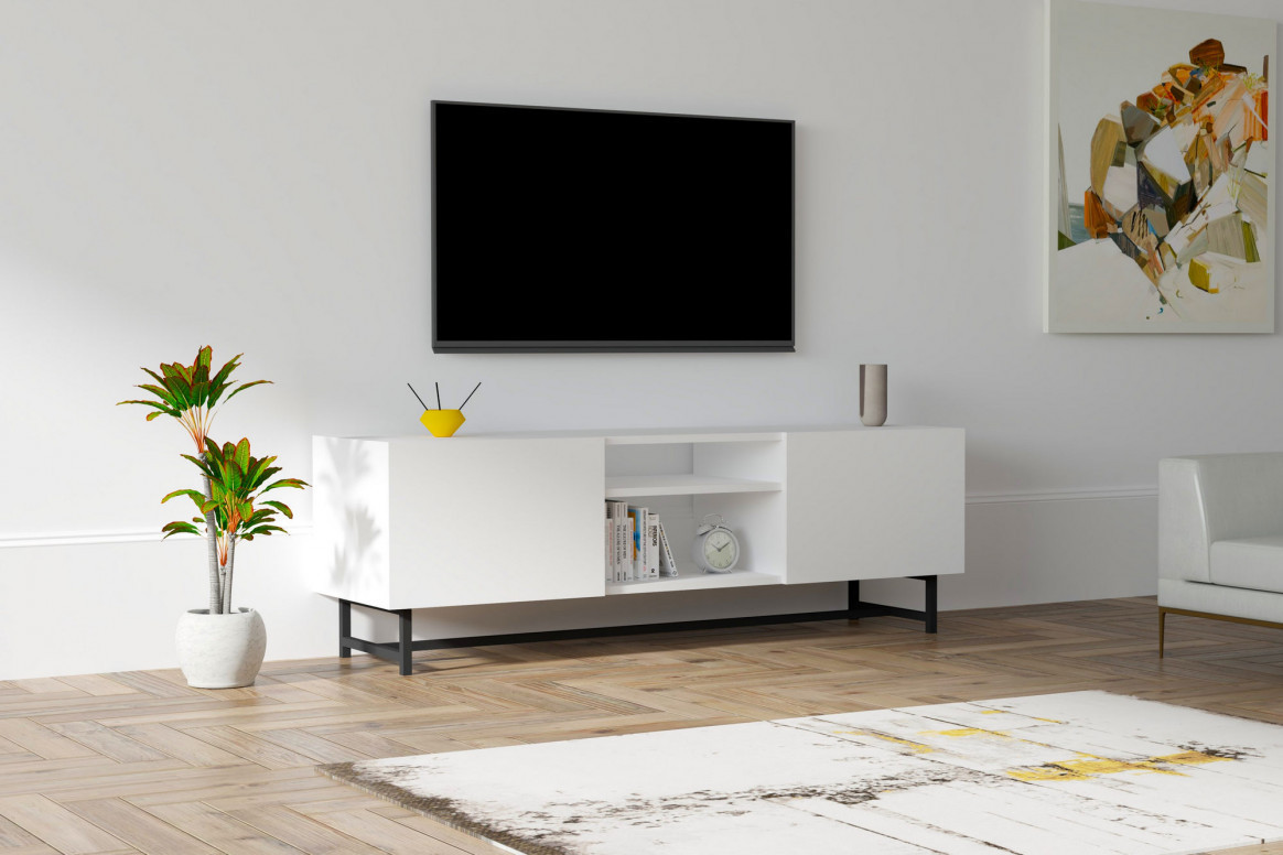 Comoda TV Salvador, Model Tugi, 150x50x36.8 cm, Alb