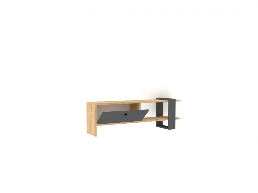 Comoda TV Salvador, Model Yonca, 120x36.8x25 cm, Stejar/Antracit - 3 | YEO