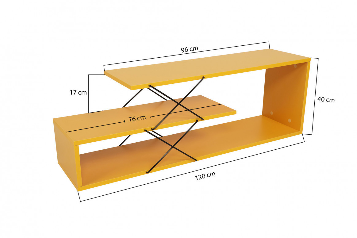 Comoda TV Salvador, Model Zigzag, 120x40x30 cm, Galben - 4 | YEO