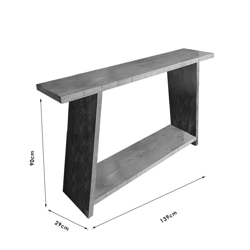 Consola Model Edgar, Nuc, 139x29x90 cm, blat lemn masiv