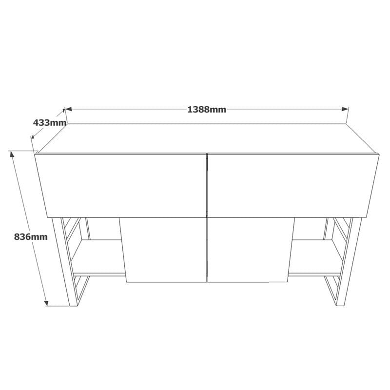 Consola Model Jaydon, Natur/Negru, 139x43x83.5 cm