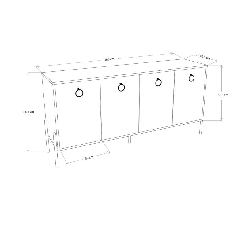 Consola Twely melaminat, culoarea nuc - negru 160x40.5x79cm