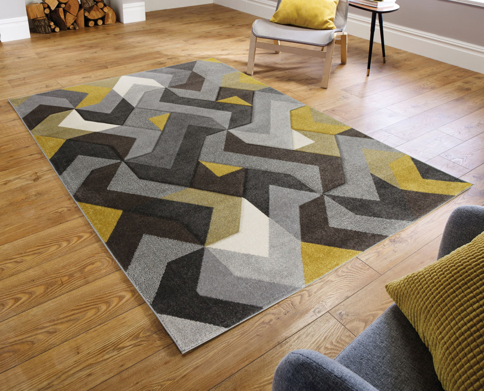Covor Aurora Gri/Galben Ochre 200X290 cm, Flair Rugs