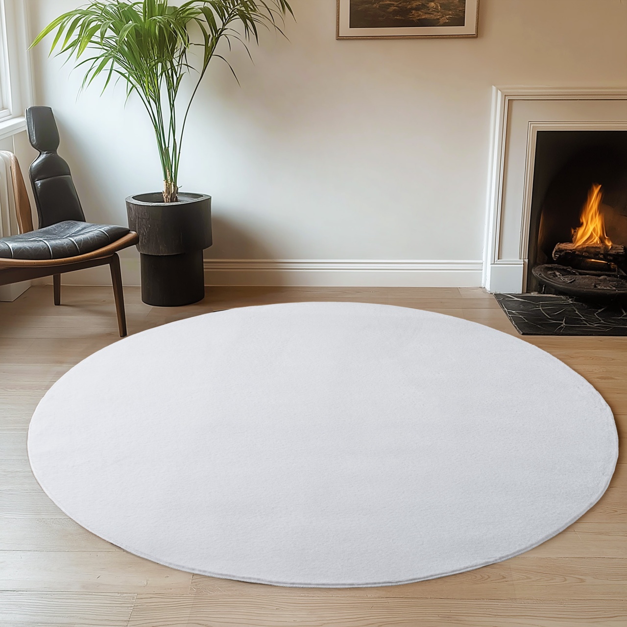 Covor Joy Alb, Rotund, D120 cm