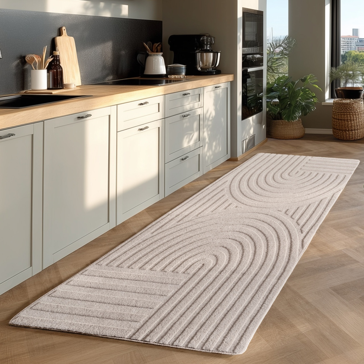 Covor traversa Pompei V1 Crem, 80 x 150 cm