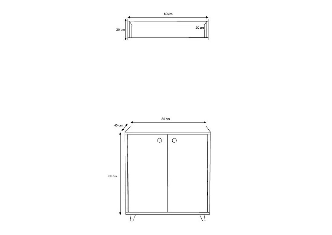 Cuier hol cu dulap Model Nisa, Nuc/Crem, 80x40x80 cm - 4 | YEO