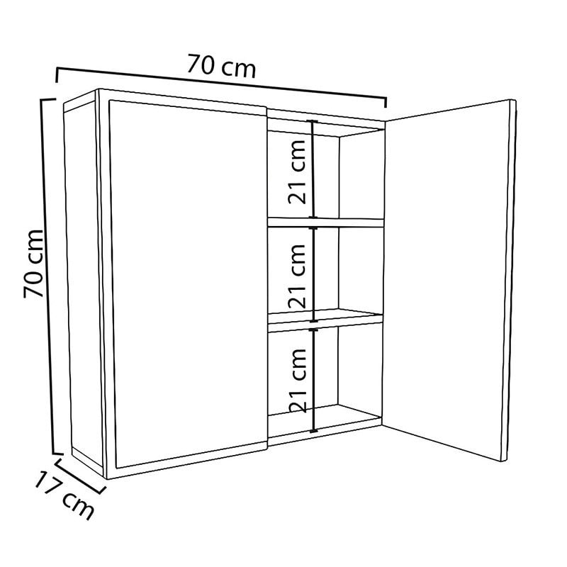 Dulap baie Poliana cu oglinda alb 70x17x70cm