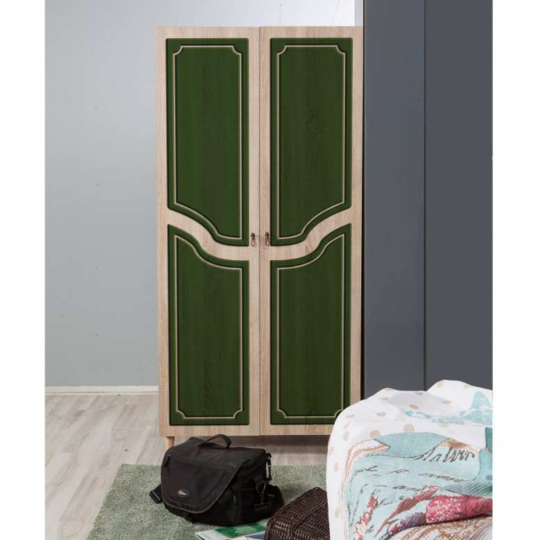 Dulap haine Model Stil, Stejar sonoma/Verde, 90x52x192 cm - 2 | YEO