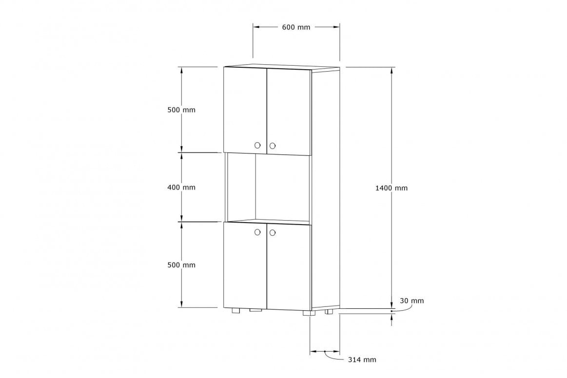 Dulap Model Ayaz, Alb, 60x31.4x140 cm