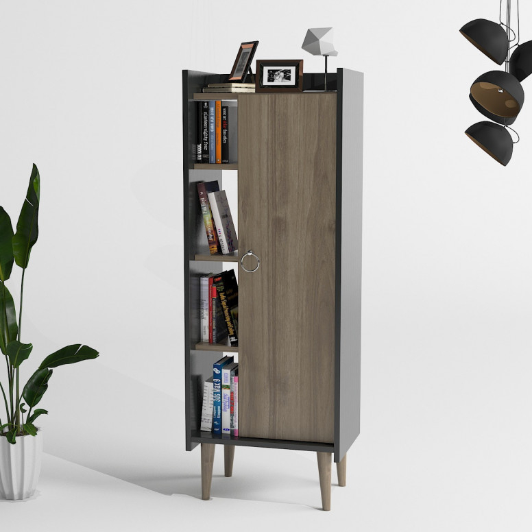 Dulap multifunctional Model Lagomood, Nuc/Antracit, 50x30x140 cm - 1 | YEO