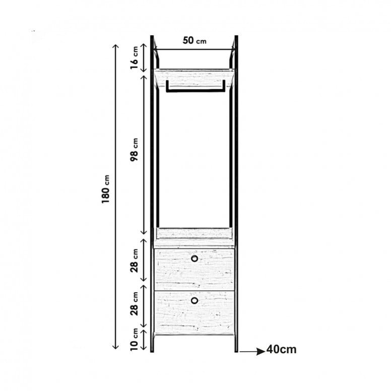 Dulap multifunctional Model Rusen, Pin, 50x40x180 cm