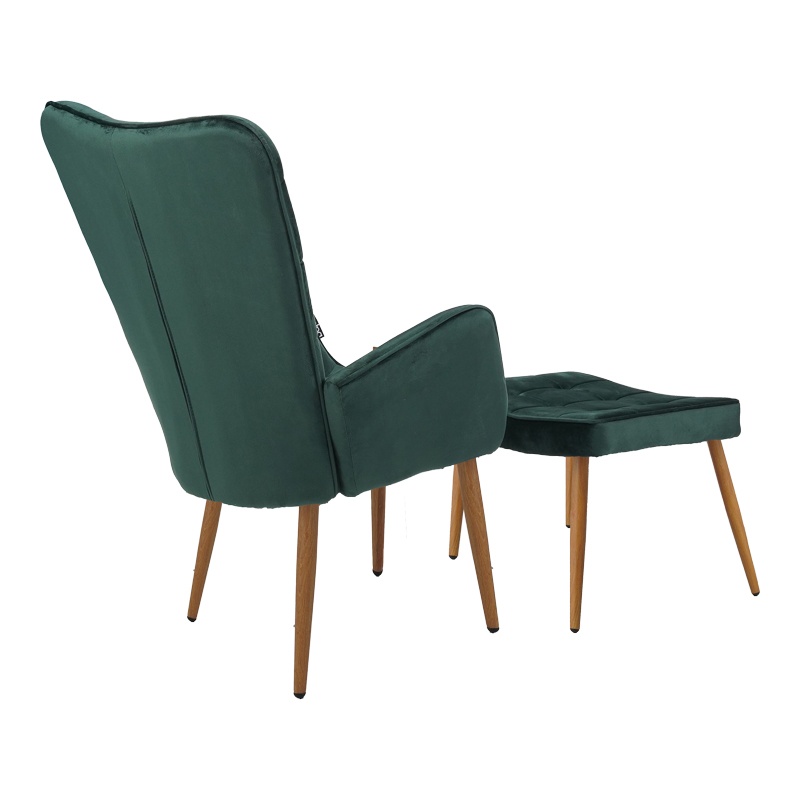 Fotoliu cu suport picioare Model Maddison, Verde/Natur, 68x72x98 cm - 1 | YEO