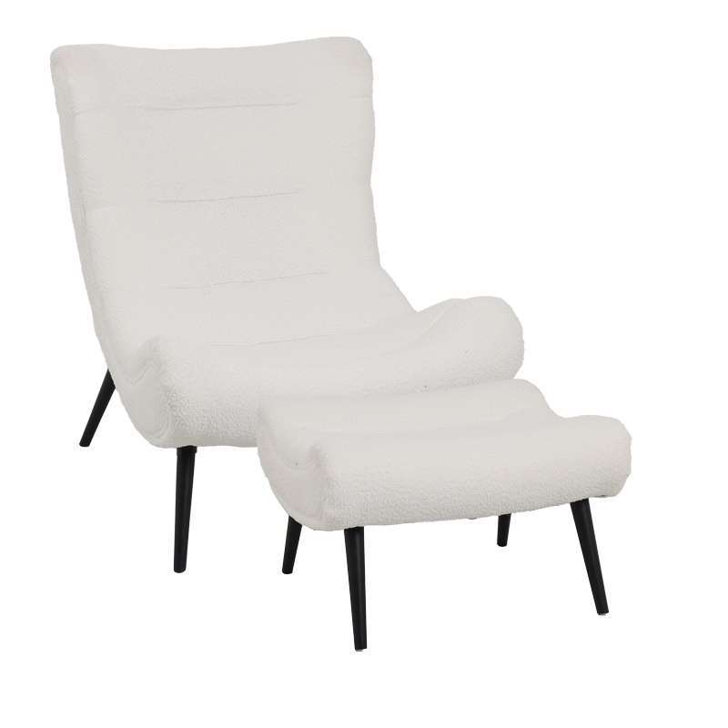 Fotoliu cu suport picioare Model Silla, Alb, 97x80x100 cm