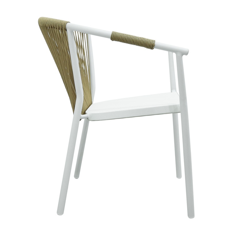 Fotoliu de grădină Model Convince, Alb/Natural, 56x63x82 cm - 2 | YEO