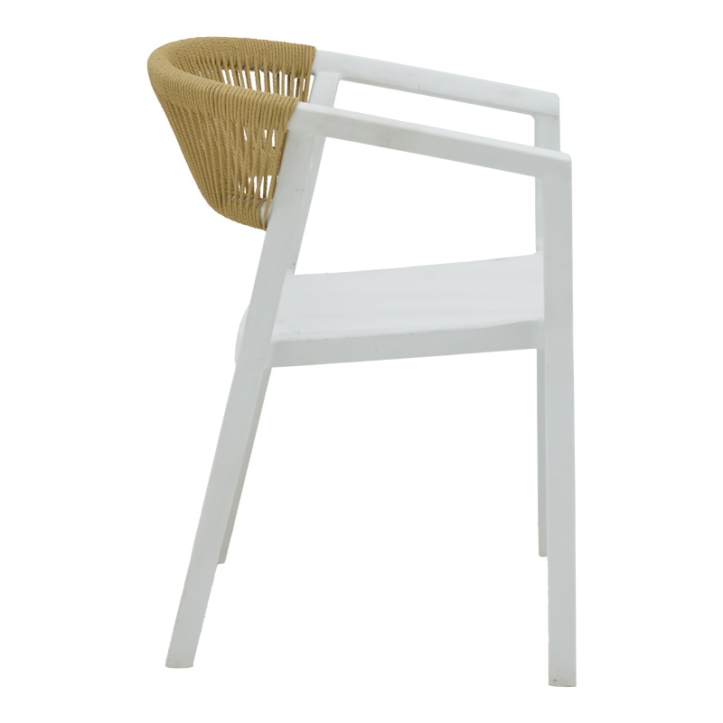 Fotoliu de grădină Model Sillia, Alb/Bej, 55x52x74.5 cm - 2 | YEO