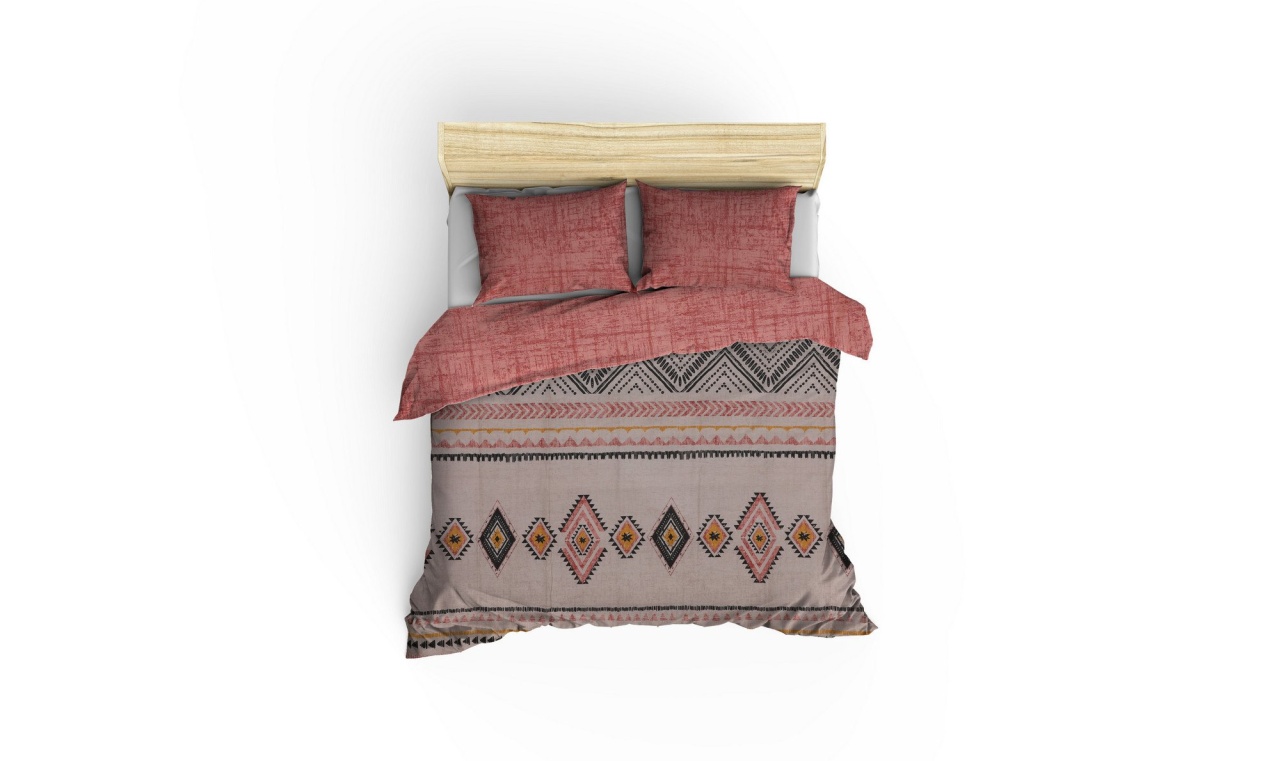 Lenjerie de pat dublu Model Felix Tile Red - 1 | YEO