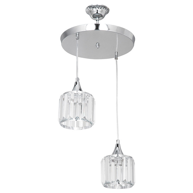 Lustra cu doua lumini PWL-1025, E27 crom-sticla, 30x70 cm - 1 | YEO