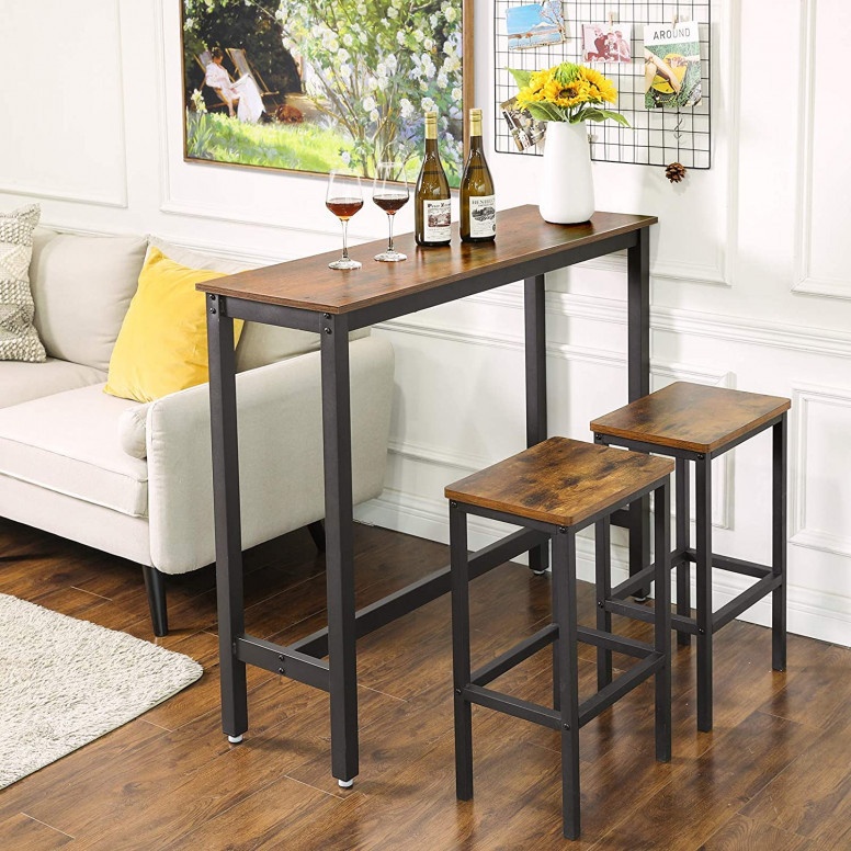 Masa Bar Model Cade, 120x40x100 cm, Maro Rustic/Negru - 2 | YEO