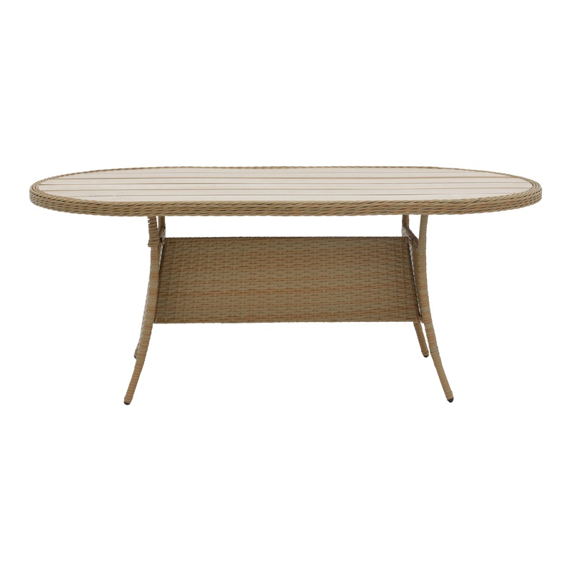 Masa de exterior, Model Keir, culoare maro, rattan si alumniu, 180x90x72 cm - 2 | YEO