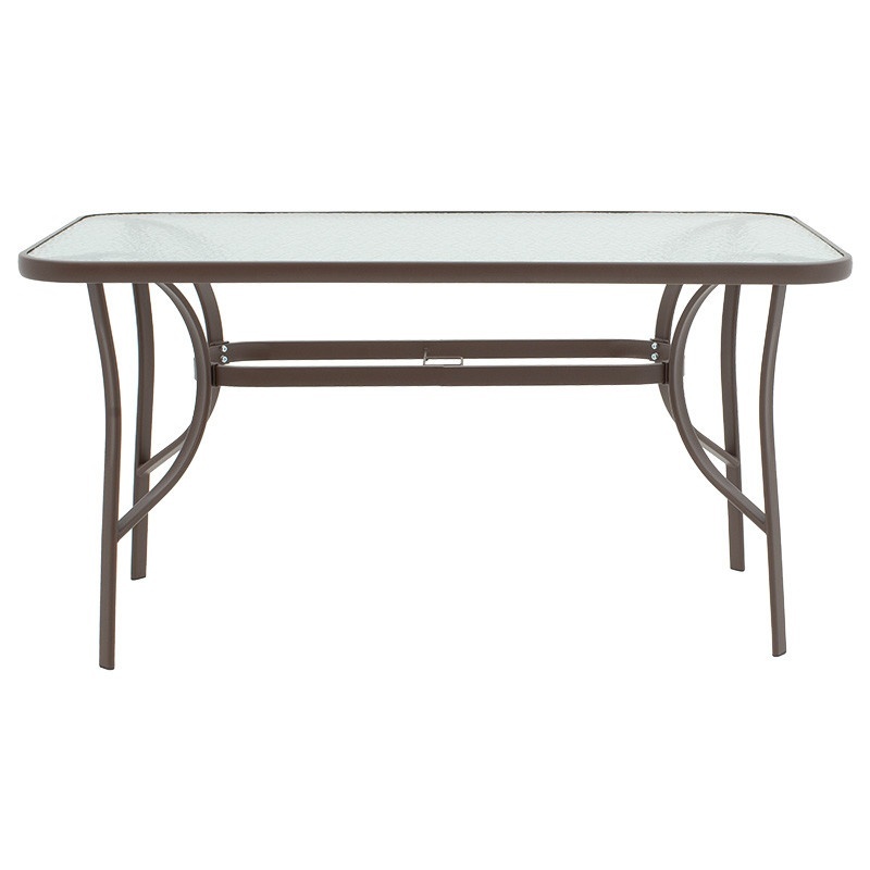 Masa exterior Ensure din metal maro - sticla temperata 140x80x70cm - 1 | YEO