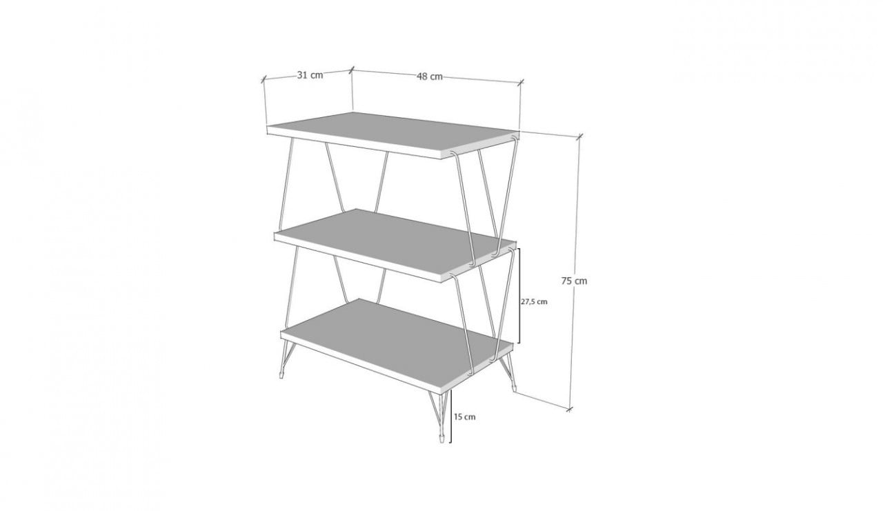 Masuta de Cafea Model Angelo, 48x31x75 cm, Antracit - 3 | YEO