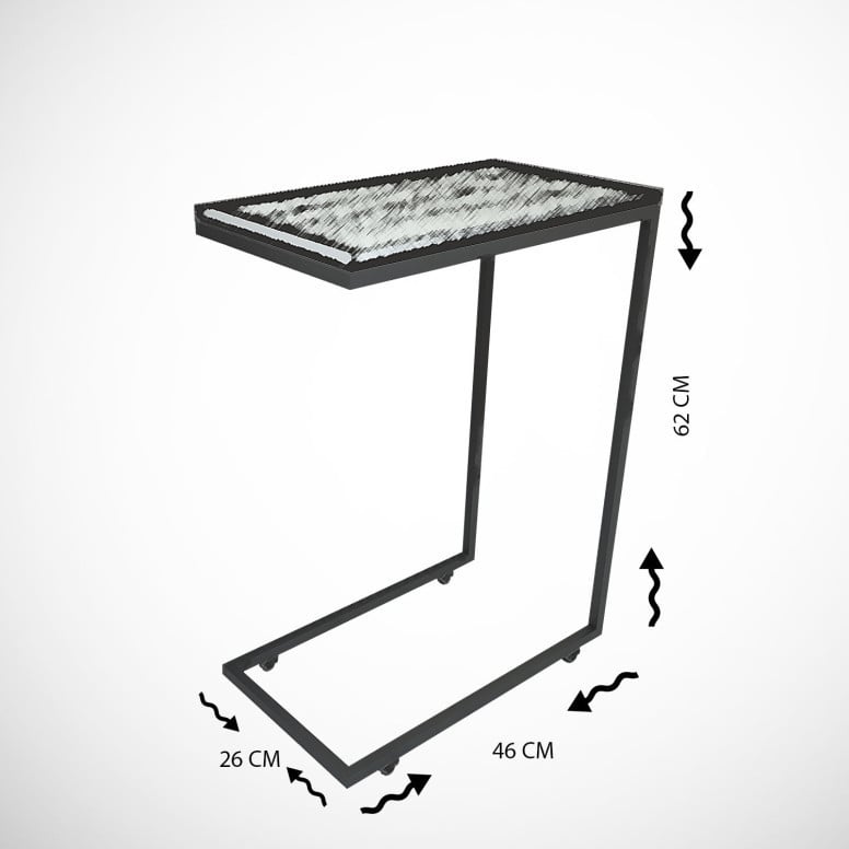 Masuta de Cafea Model Caspian, 46x26x62 cm, Alb Marmorat