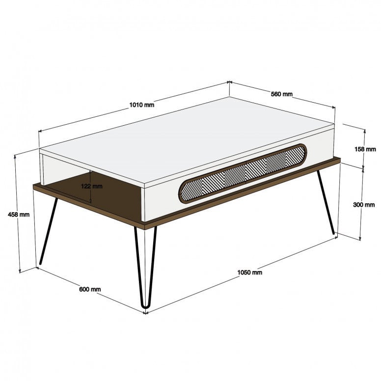 Masuta de Cafea Model Donovan, 105x56x45.8 cm, Nuc