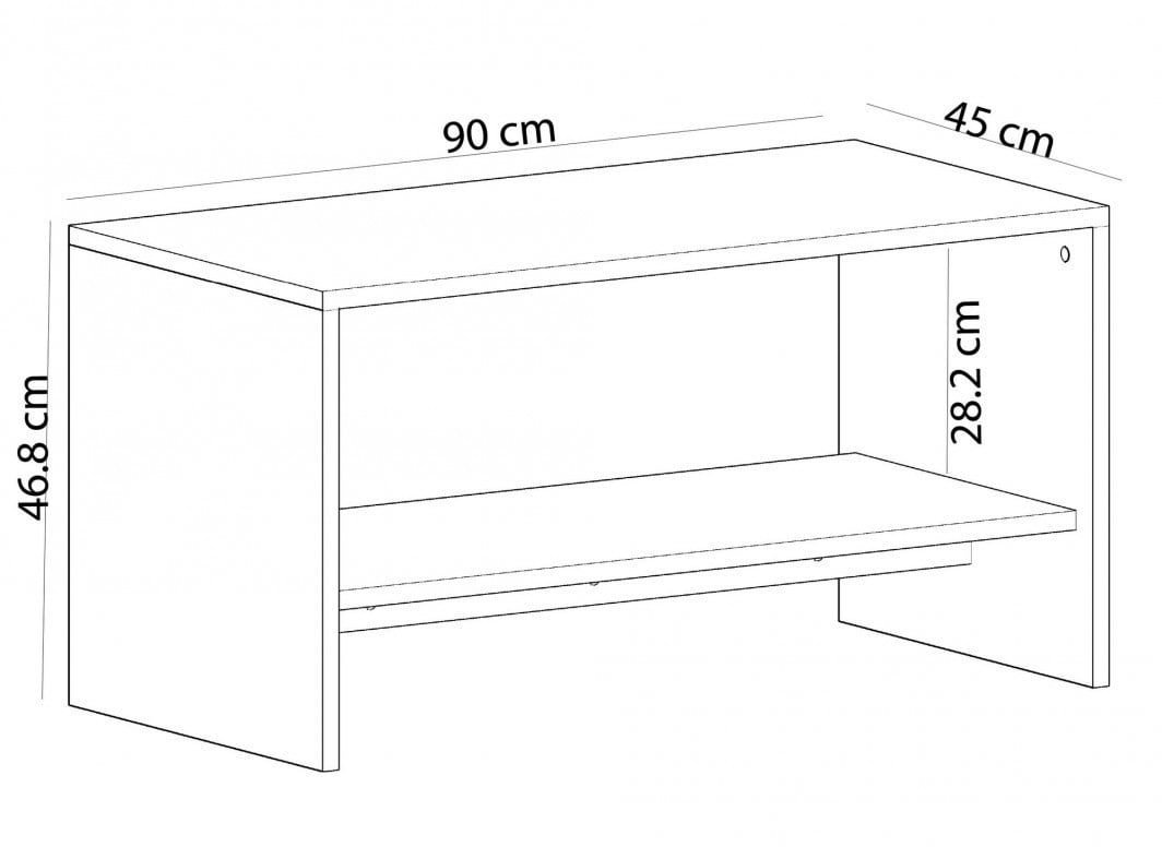 Masuta de Cafea Model Erik, 90x45x46.8 cm, Negru marmorat/Stejar