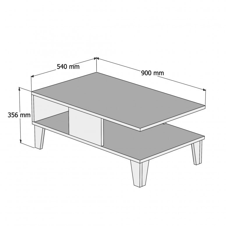 Masuta de Cafea Model Gallegos, 90x54x35.6 cm, Stejar/Negru marmorat