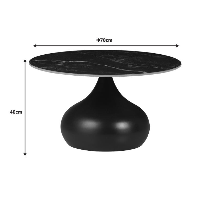 Masuta de Cafea Model Kirkene, Alb marmorat, D70x40 cm - 3 | YEO