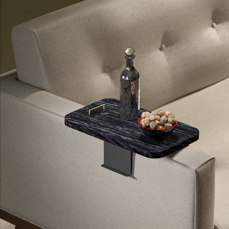 Masuta de Cafea Model Linea, Negru marmorat/Negru , 20x35x10 cm - 1 | YEO