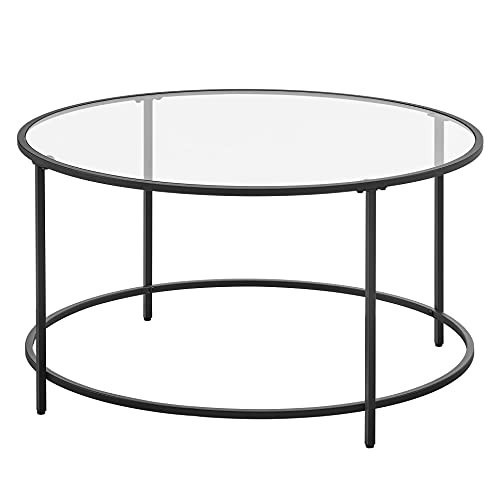 Masuta de Cafea Model Marcelo, 84x84x45.5 cm, Negru, Blat Sticla securizata - 1 | YEO